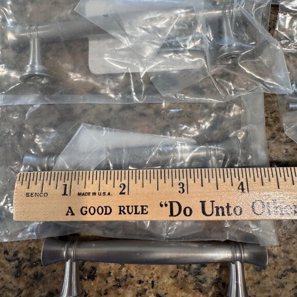 Brainerd Satin Nickel Drawer Pull & Knob Set of 6 Kitchen Hardware varied sizes - Picture 9 of 12